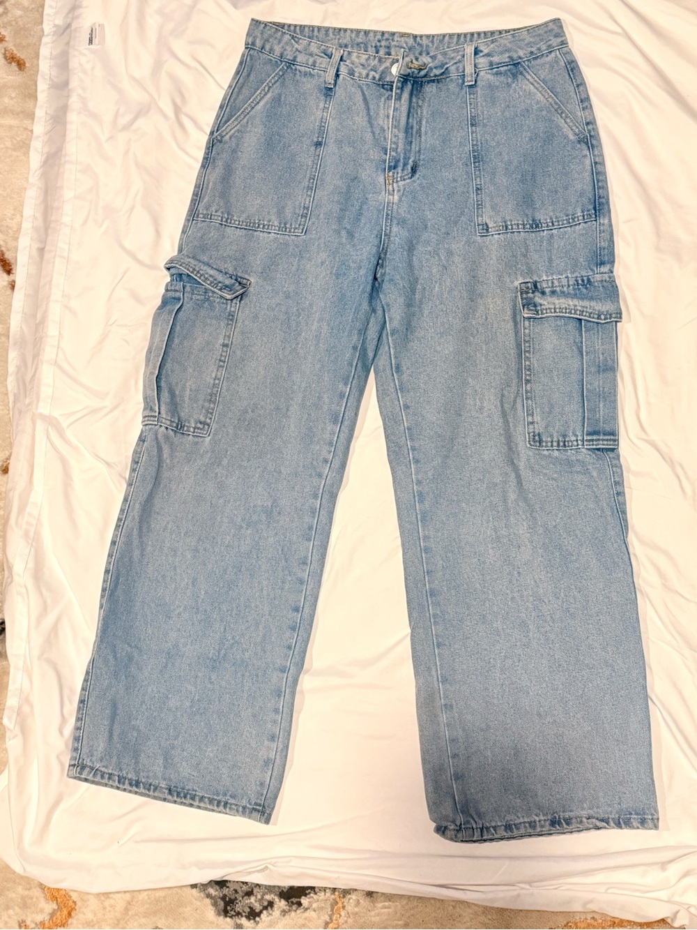 Light Blue Cargo Jeans for Men